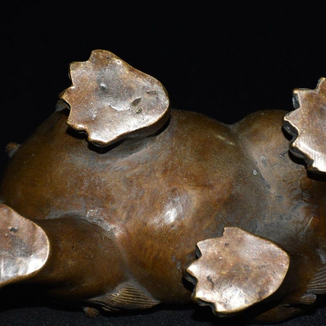 Antique Bronze Guardian Lion Incense Burner – 6.1" Foo Dog Censer With Removable Head For Sale - Image 9 of 9