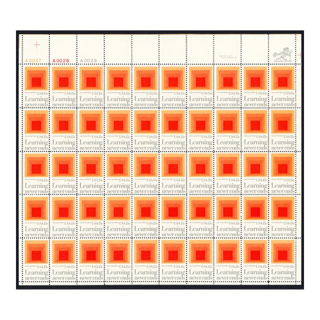 1980 Josef Albers "Learning Never Ends" Stamp Full Sheet For Sale
