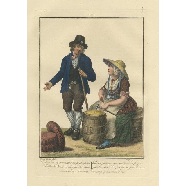 Delft Butter and Leiden Cheese with Dutch Costume Print by Maaskamp, 1820 For Sale - Image 9 of 9