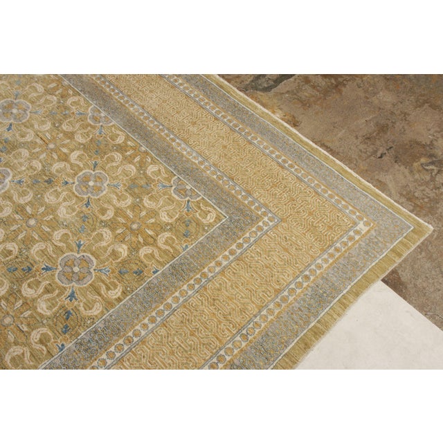 2010s Rug & Kilim’s Transitional Style Rug in Blue, Beige-Brown Floral Pattern For Sale - Image 5 of 8