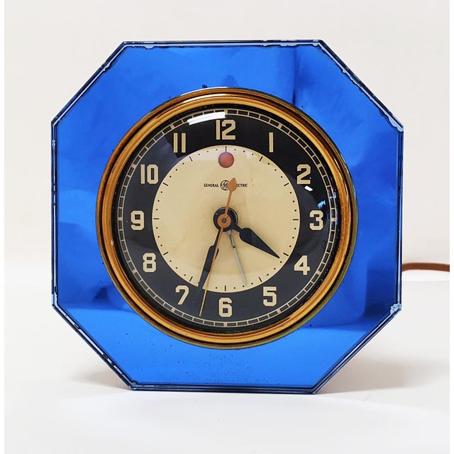 1930s Telechron Art Deco Blue Mirror Clock Chairish