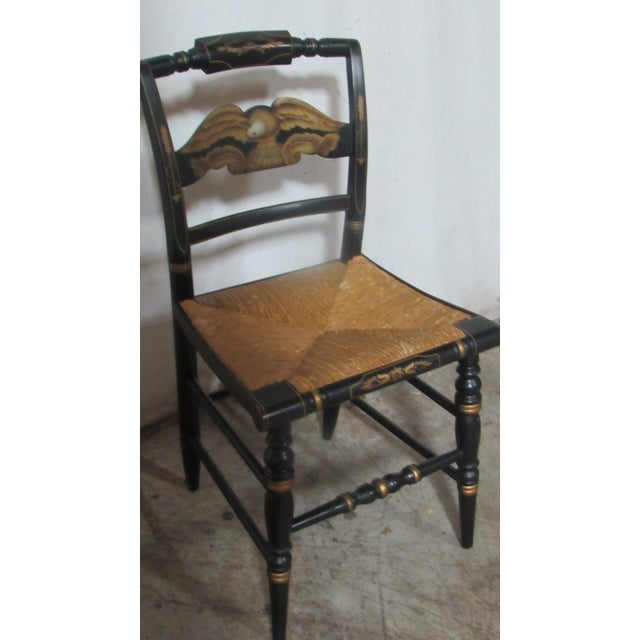 ​Item: Hitchcock Chair Details: Farmhouse Design Traditional Design Signed Hitchcock Black Rare Eagle Measurements: 17.5"...