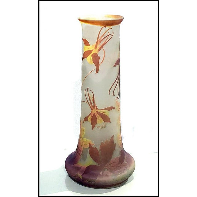 Multi-Colored Slender Floral Vase, Emile Gallé For Sale - Image 4 of 5