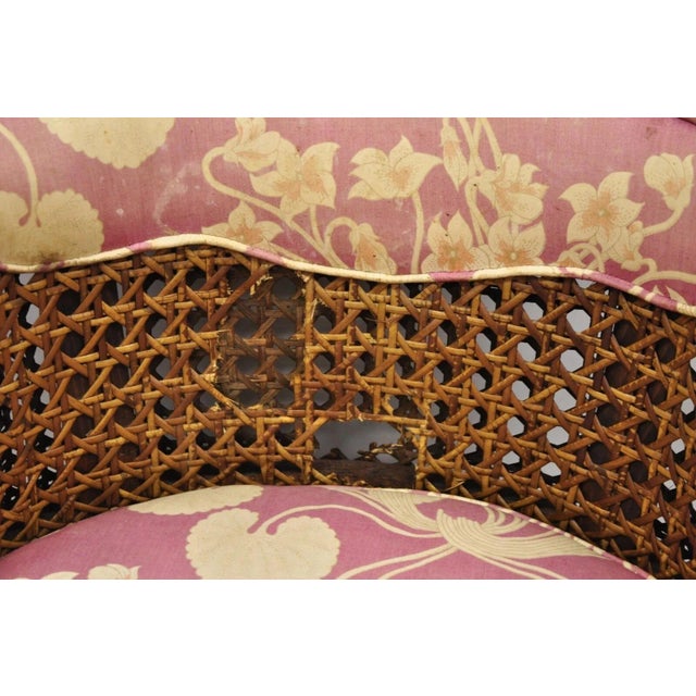 Vintage Hollywood Regency Faux Bamboo Cane Barrel Back Lounge Chairs (A) - Pair For Sale - Image 11 of 12