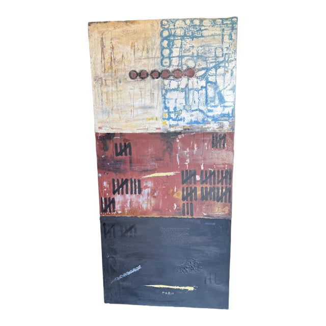 Mixed Media Mid Century Modern Abstract Art on Canvas by Craig McCord For Sale