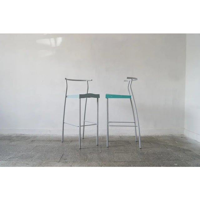 Silver Set of Vintage Hi-Glob Bar Stools by Philippe Starck for Kartell, 1990s For Sale - Image 8 of 8