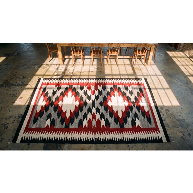 1930s Gray Medallion Antique American Navajo Rug 2' 10"x 4' Flatweave Wool Carpet For Sale - Image 10 of 10