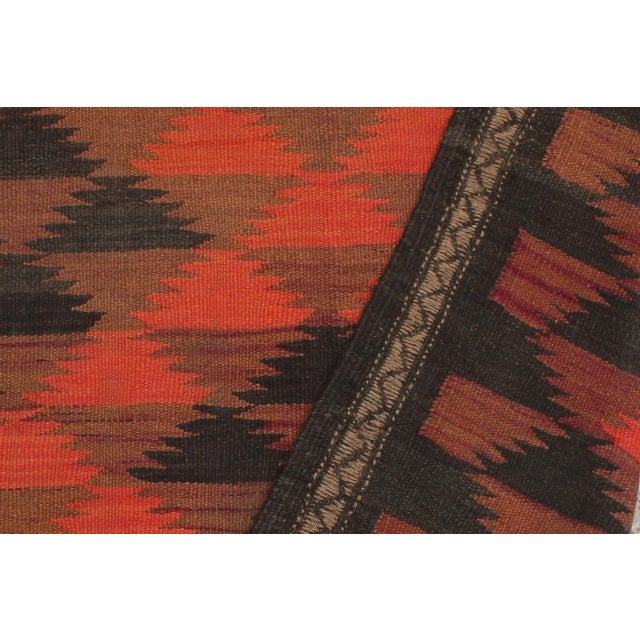 Persimmon 1980s Vintage Kilim Red Orange Hand-Woven Area Rug For Sale - Image 8 of 13