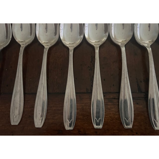 Silver French Art Deco Silverplate Silverware, C. 1940's- Set of 37 For Sale - Image 8 of 11