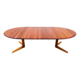 Refinished Danish Modern Solid Teak Dining Table on Pedestal Base For Sale