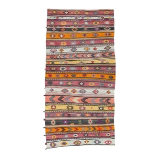Mid 20th Century Ebroidered Vintage Turkish Kilim Rug For Sale