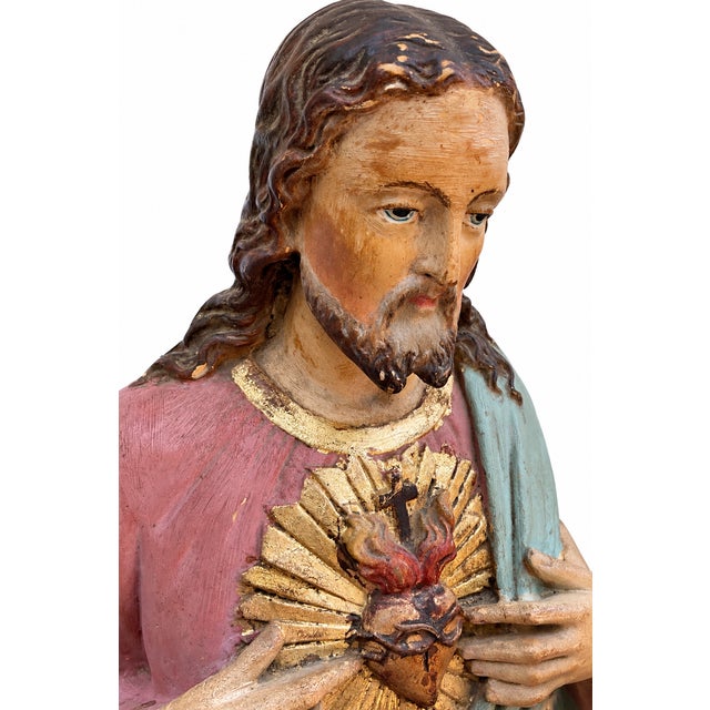Early 20th Century Puccini, Sacred Heart of Jesus, 1900, Plaster For Sale - Image 5 of 12