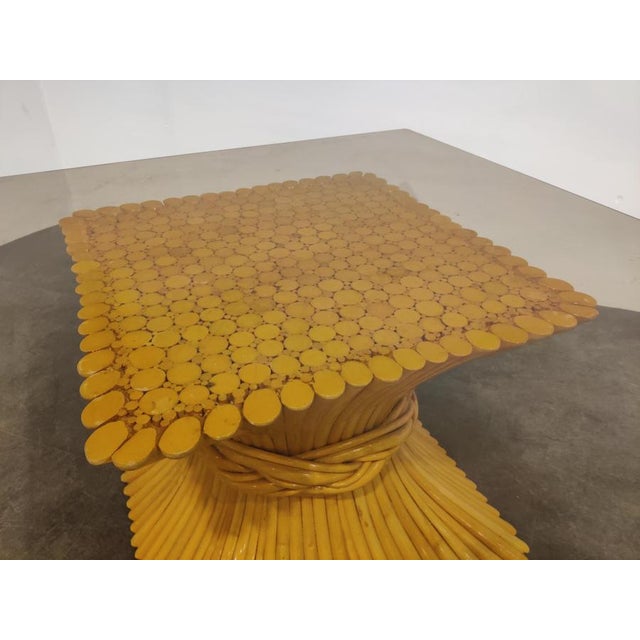 Light Yellow Bamboo Coffee Table from McGuire, 1980s For Sale - Image 8 of 11