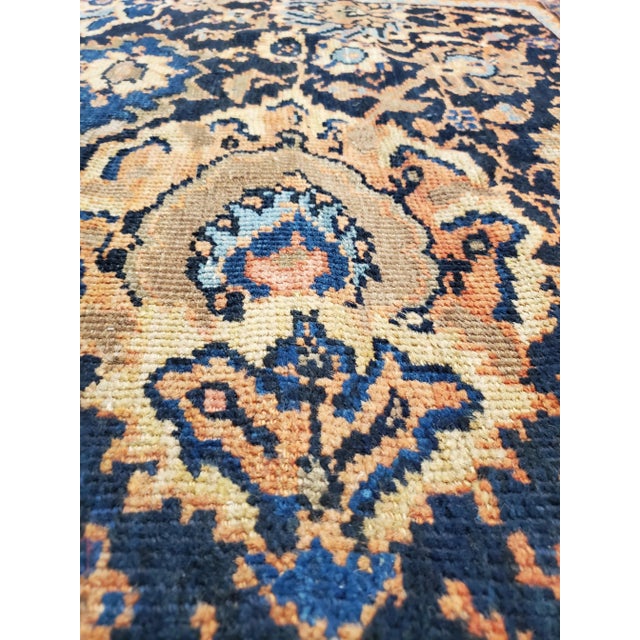 Navy Blue Antique Persian Sultanabad Handmade Oriental Navy Blue, Rust & Gold Rug For Sale - Image 8 of 12