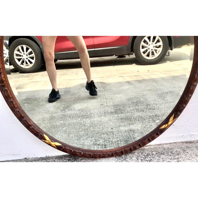 1980s Large Round Harrison & Gil Dauphine Beveled Mirror For Sale - Image 5 of 10