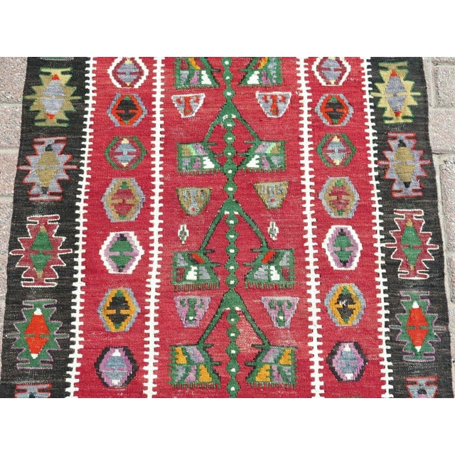1960s Vintage Turkish Handmade Kilim Rug - 31"x61" For Sale - Image 4 of 10