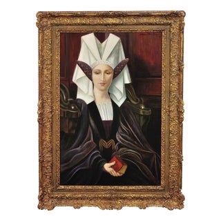 After Edgard Maxence, Liturgical Costume, 1910s, Oil on Canvas For Sale