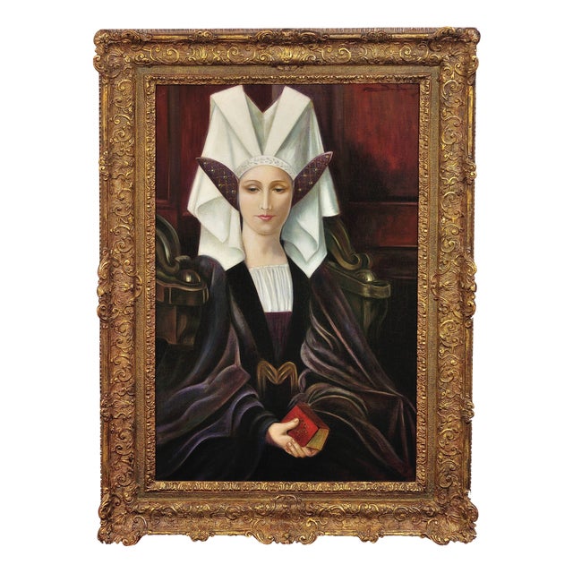 After Edgard Maxence, Liturgical Costume, 1910s, Oil on Canvas For Sale