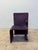 Set of four Point postmodern dining chairs in purple ultra-suede fabric with single arm rests designed by Maurizio Salvato...
