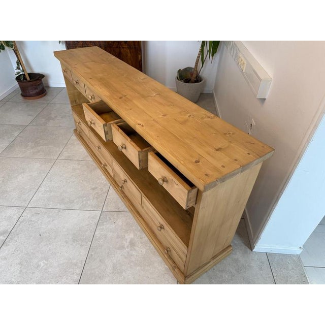 Rustic 12-Drawer Sideboard in Softwood For Sale - Image 8 of 14