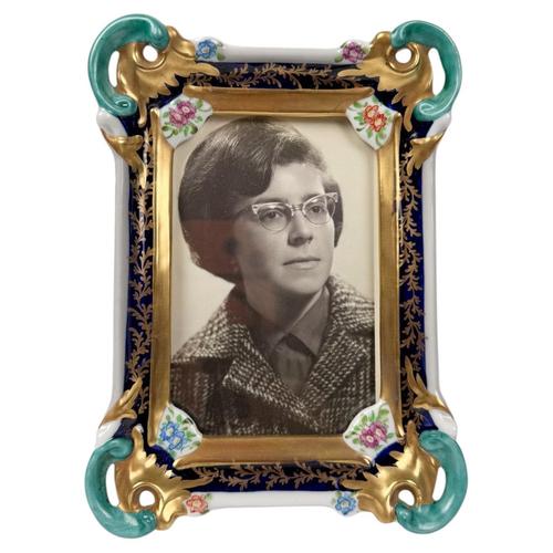 Rococo Revival Porcelain Picture Frame with Gilt Rocaille on Sèvres Blue Enamel, 1960s For Sale - Image 17 of 17