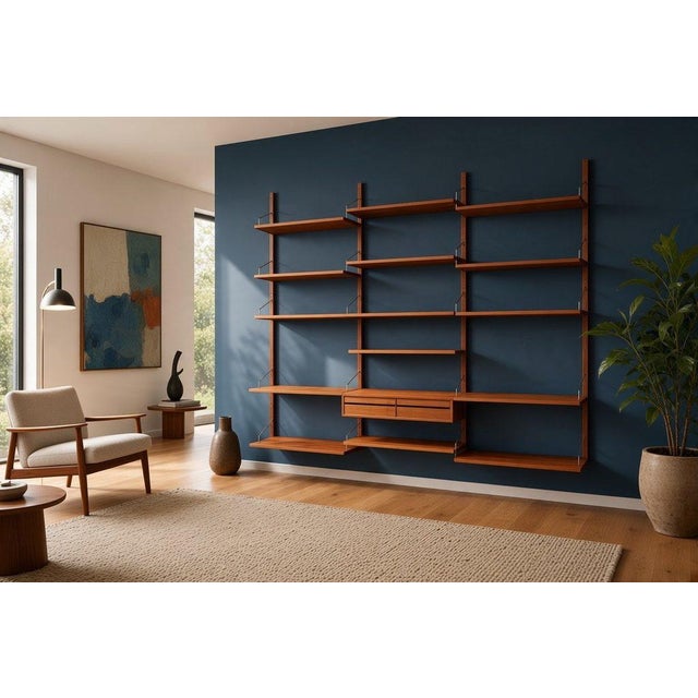 Large Wall-Mounted Shelving System in Teak by Poul Cadovius for Cado, 1960s For Sale - Image 18 of 18