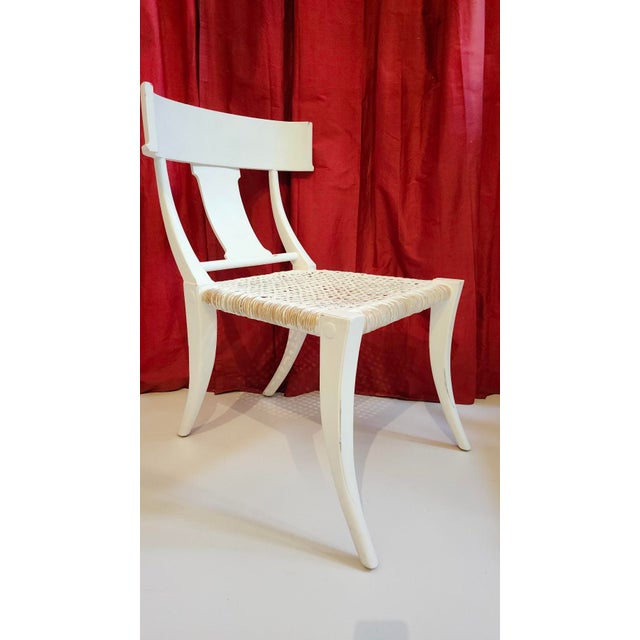 Klismos & Faux Bamboo Distressed Finish Dining Chairs, 2 Klismos End Chairs, 6 Aubrey Side Chairs For Sale - Image 13 of 18
