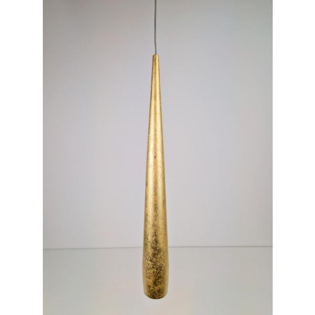Conical Gold Line Pendant Lamp from Panzeri, Italy, 1990s For Sale - Image 5 of 10