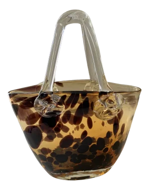 Mid-Century Modern Murano Hand-Blown Amber Glass Purse-Style Vase