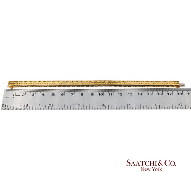 12.50 Ct Natural Yellow Sapphire Princess Cut Bracelet in 18k Yellow Gold For Sale - Image 12 of 13