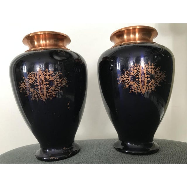 Copper Painted Vase in a Horseshoe from Ab, Set of 2 For Sale - Image 3 of 18