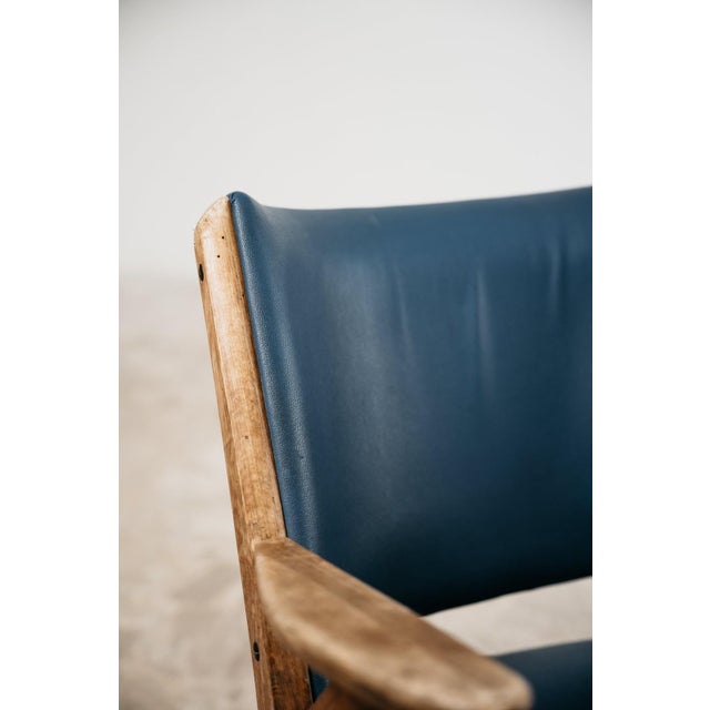 Wood Vintage Lounge Chair in Wood and Blue Skai from Dal Vera, 1950s For Sale - Image 7 of 16