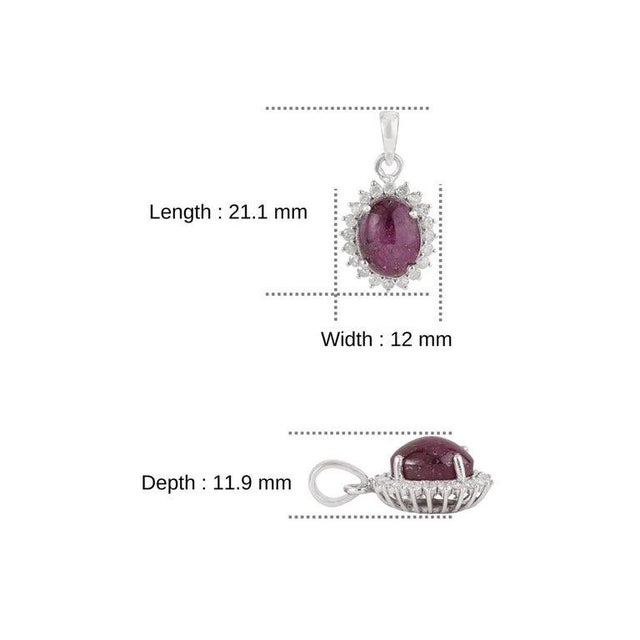 Oval Star 7.71 Ct Ruby Solitaire Pendant With Diamond Halo in Center For Sale - Image 12 of 15