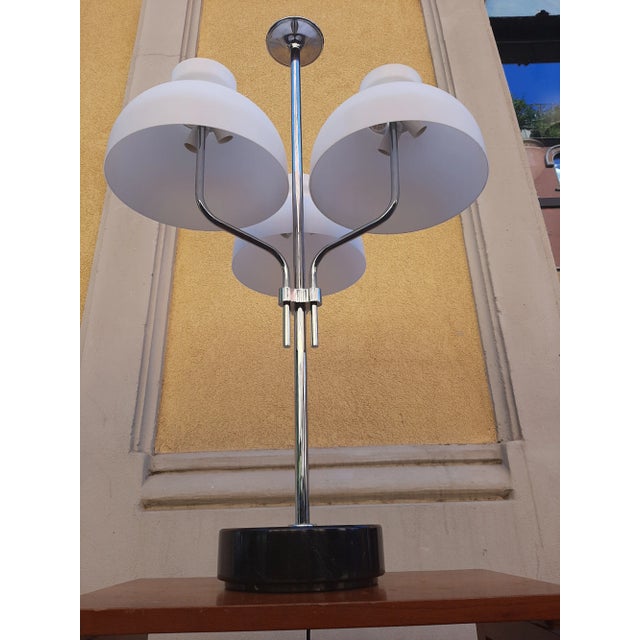 1980s Chrome and Opaline Glass Model LTA3B 3-Light Table Lamp by Ignazio Gardella for Azucena, 2000s For Sale - Image 5 of 16