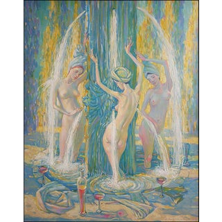 Acryilic Painting in the Fountain Nicolay Vydcovsky For Sale