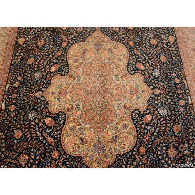 1950s Nazmiyal Collection 1950s Floral Design Vintage Persian Silk Qum Rug For Sale - Image 5 of 9