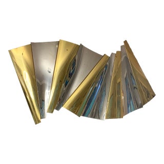 Curtis Jere Style Silver and Gold Tone Wave Industrial Metal Wall Art For Sale