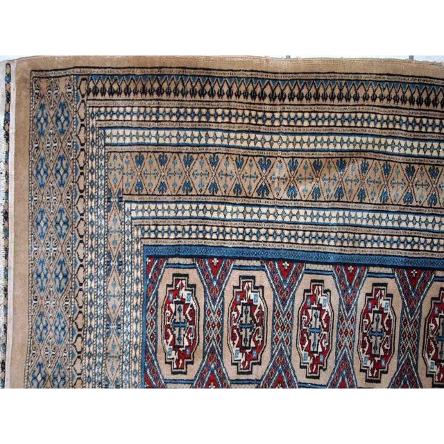 Traditional 1960s Handmade Vintage Uzbek Bukhara Rug 4.2' X 5.7' For Sale - Image 3 of 10