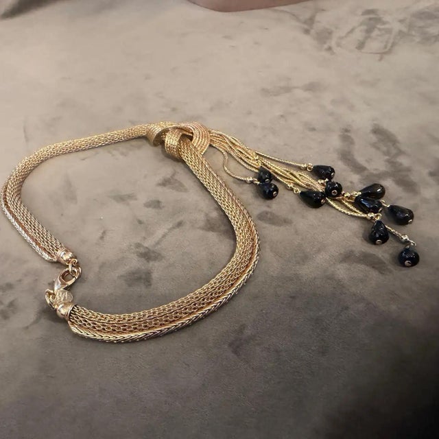 21st Century Vintage Costume Jewelry Gilt Metal Italian Multi Strand Necklace 2 For Sale - Image 11 of 17