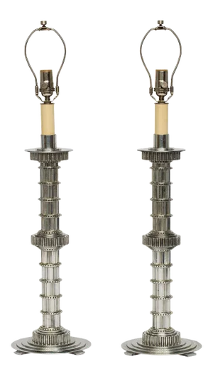Machine Age Cast Aluminum Lamps - A Pair