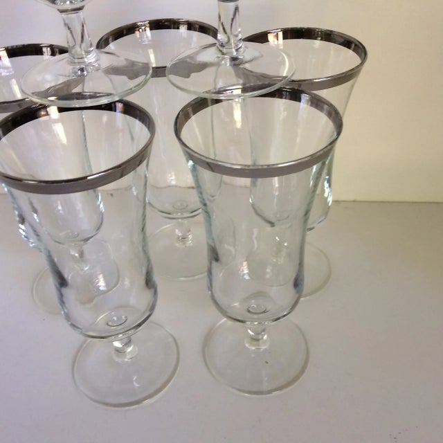 Vintage French Crystal Platinum Rim Cocktail Glasses - Set of 7 For Sale - Image 10 of 13