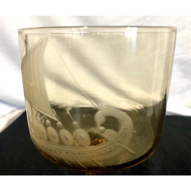 Set of Six Midcentury Modern Viking Longboat Stemmed Glasses For Sale - Image 4 of 5