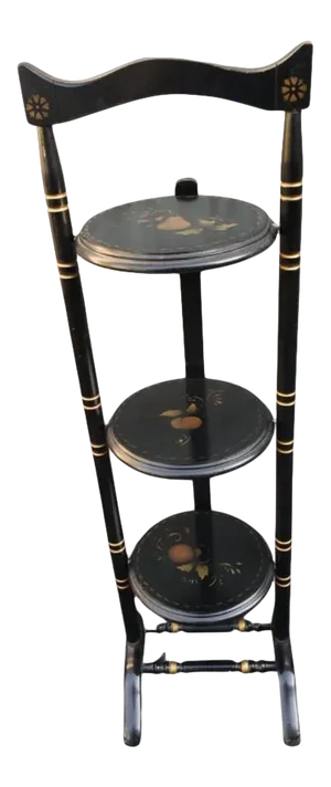 Standard Chair of Gardner Stenciled Wood 3 Shelf Folding Tilt Table Etagere