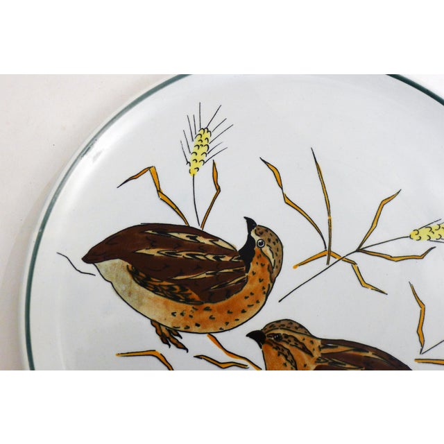 Plate with Hand-Painted Bird Decoration from Gien, France, 1960s For Sale - Image 3 of 8