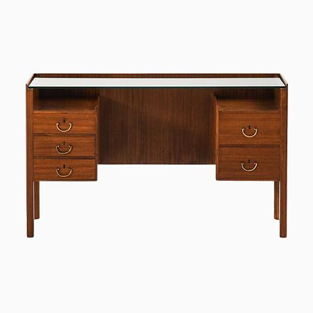 Mahogany, Brass and Glass Desk by Josef Frank, 1950s For Sale - Image 10 of 10
