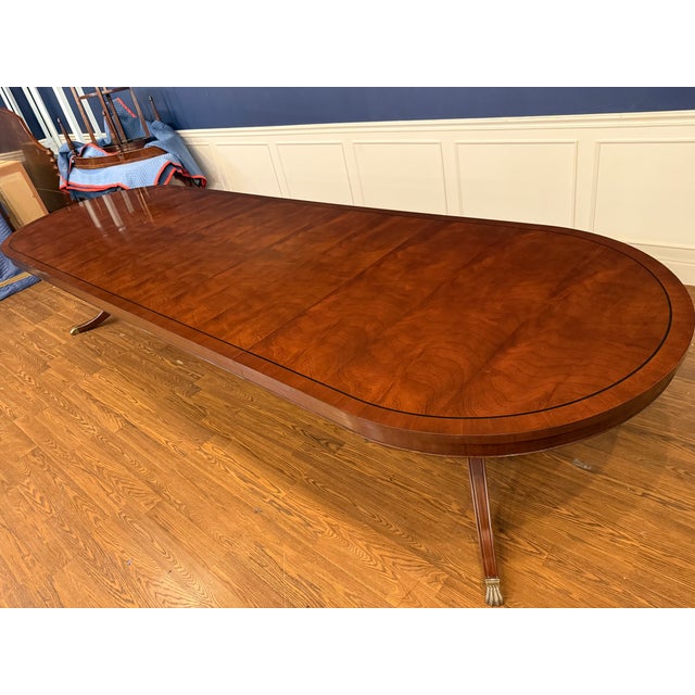 Traditional Oval Mahogany Double Pedestal Dining Table by Leighton Hall - Showroom Sample For Sale - Image 9 of 14