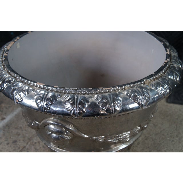 Silver Late 20th Century Italian Neoclassical Figural Acanthus Silver Terracotta Garden Planter 26" For Sale - Image 8 of 13