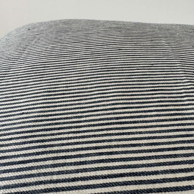 Libeco Workshop Stripe Pillow With Insert in Blue and Natural Linen For Sale In Los Angeles - Image 6 of 6