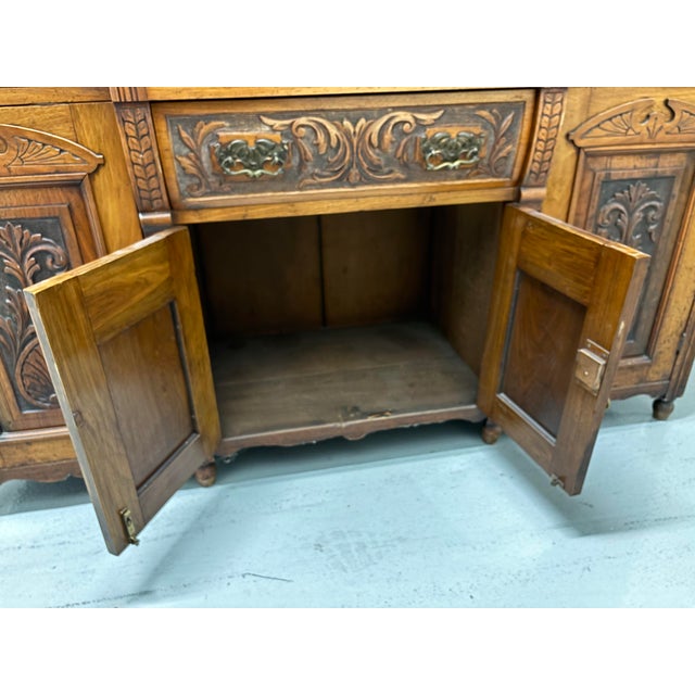 Brown Antique Spanish or Victorian Sideboard / Buffet With Mirror For Sale - Image 8 of 12