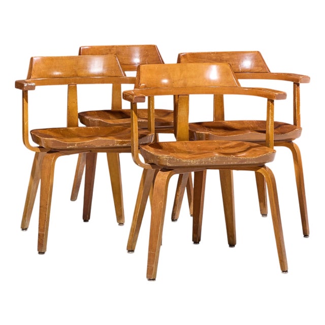 Walter Gropius W199 Bauhaus for Thonet Mid Century Bentwood Chairs - Set of 4 For Sale